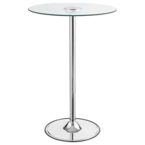 CoasterEssence 122400 Thea - Round Glass Top LED Bistro Bar Table - Chrome