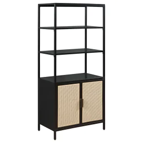 Coaster Fine Furniture 961651 Amherst - 3-Shelf Radio Weave Cane Metal Accent Cabinet - Black