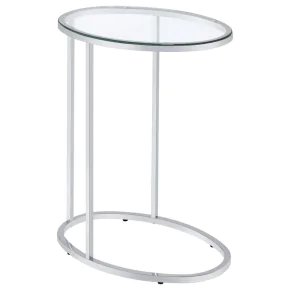 CoasterEveryday 902927 Kyle - Oval Glass Top C-Shaped Sofa Side Table - Chrome