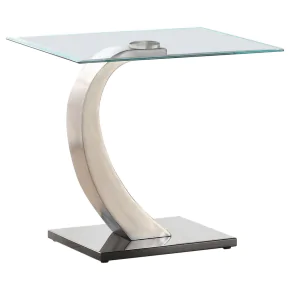 CoasterEssence 701237 Pruitt - Rectangular Glass Top Metal Side End Table - Satin