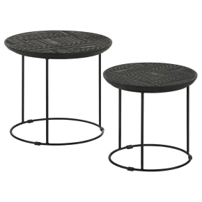 CoasterEssence 935842 Loannis - 2 Piece Round Mango Wood Nesting Table - Matte Black