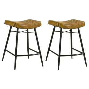Coaster Fine Furniture 109248 Bayu - Leather Upholstered Counter Stool (Set of 2) - Camel