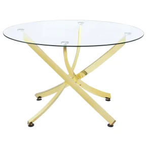 CoasterEveryday 108441 Beckham - Round Glass Top Dining Table - Brass