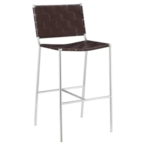 CoasterEssence 183584 Adelaide - Upholstered Pub Height Bar Stool - Brown And Chrome