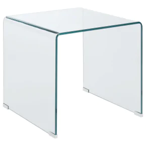 CoasterEssence 705327 Ripley - Squared Tempered Bent Glass Side End Table - Clear
