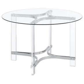Coaster Fine Furniture 108501 Keeling - Round Glass Top Acrylic Dining Table - Chrome