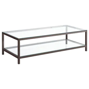 CoasterEssence 720228 Trini - 1-Shelf Glass Top Coffee Table - Black Nickel