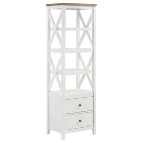 Coaster Fine Furniture 708254 Hollis - 4-Shelf Wood Media Tower With Drawers - Brown And White