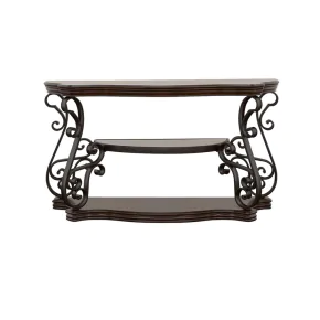 CoasterEssence 702449 Laney - Scrollwork Entryway Sofa Console Table - Deep Merlot