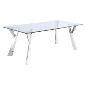 Coaster Fine Furniture 190711 Alaia - Rectangular Glass Top Dining Table - Chrome
