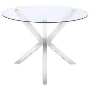 CoasterEveryday 120760 Vance - Round Glass Top Asterisk Dining Table - Chrome